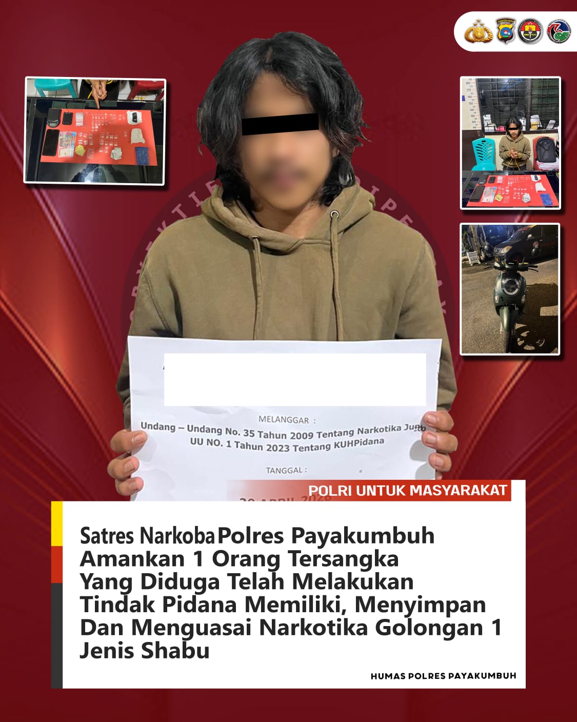 Cegah Peredaran Narkoba, Satresnarkoba Polres Payakumbuh Tangkap Pengedar, 31 Paket Sabu Disita